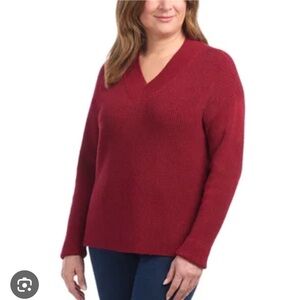 Hilary Radley Women's Lurex Sweater - Sparkle Red
